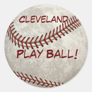 Pegatina Redonda ¡Bola del juego de béisbol de Cleveland! Más