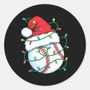 Pegatina Redonda Bola deportiva de Santa Béisbol Hombres Navidades