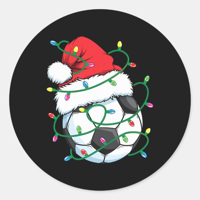 Pegatina Redonda Bola deportiva de Santa Fútbol Hombres Navidades d (Anverso)
