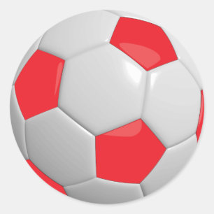 Pegatina Redonda Bola deportiva roja y blanca