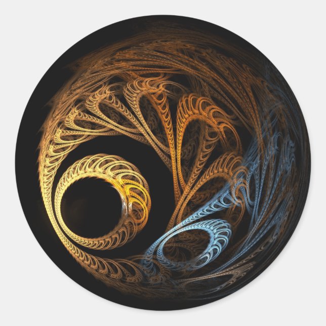 Pegatina Redonda bola fractal (Anverso)
