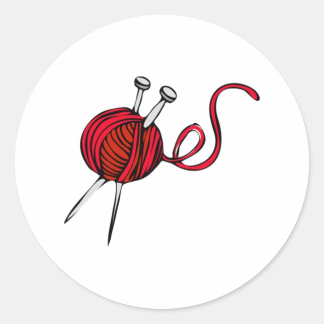 Pegatina Redonda Bola roja de Yarn (Anverso)