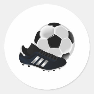 Pegatina Redonda Bola y listones de fútbol