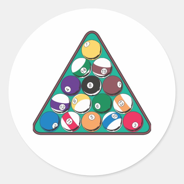 Pegatina Redonda Bolas de Billiard Rackeadas (Anverso)