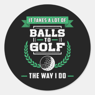 Pegatina Redonda Bolas De Golf Jugador Golfer Golfing Sports Funny
