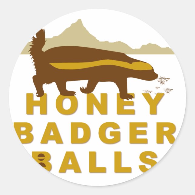 Pegatina Redonda Bolas de Honey Badger (Anverso)