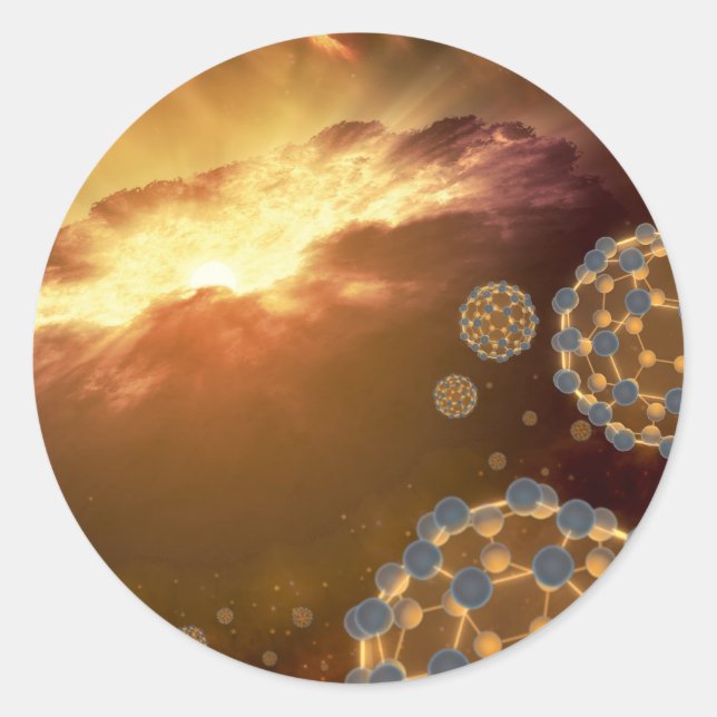 Pegatina Redonda Bolas de Molécula más grandes de la NASA (Anverso)