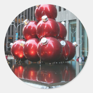 Pegatina Redonda Bolas de Navidades rojos