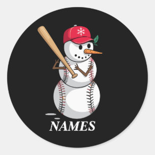 Pegatina Redonda Bolas de nieve de béisbol con nombre personalizado