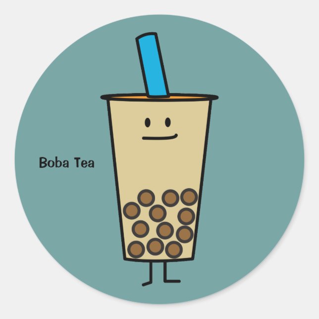 Pegatina Redonda Bolas de té de perla Boba de burbuja (Anverso)