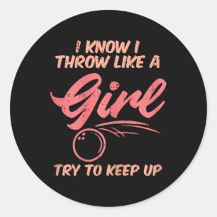 Pegatina Redonda Bolas que lanzo como Chica deportiva mujeres adole