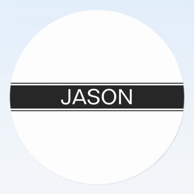 Pegatina Redonda Bold Black & White Stripe Editable Text (Subido por el creador)