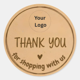 Pegatina Redonda Bold Border Thank You Business Sticker