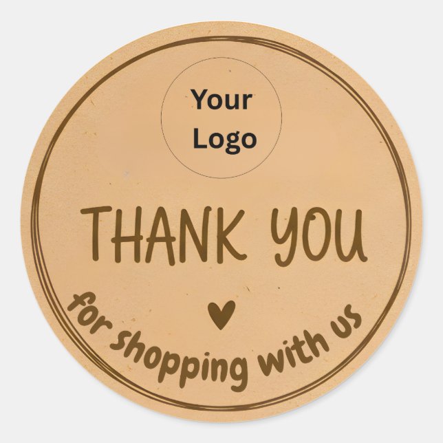 Pegatina Redonda Bold Border Thank You Business Sticker (Anverso)