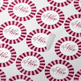 Pegatina Redonda Bold red stripe Nice list Christmas Party sticker
