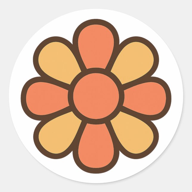 Pegatina Redonda Bold Retro Daisy Sticker (Anverso)