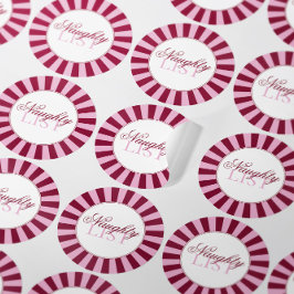 Pegatina Redonda Bold stripe Naughty list Christmas Party sticker