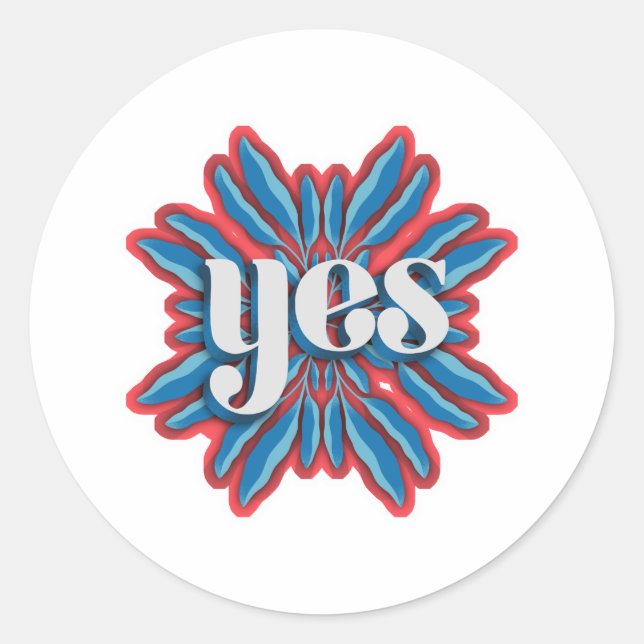 Pegatina Redonda Bold Yes Positive Energy Retro Graphic (Anverso)