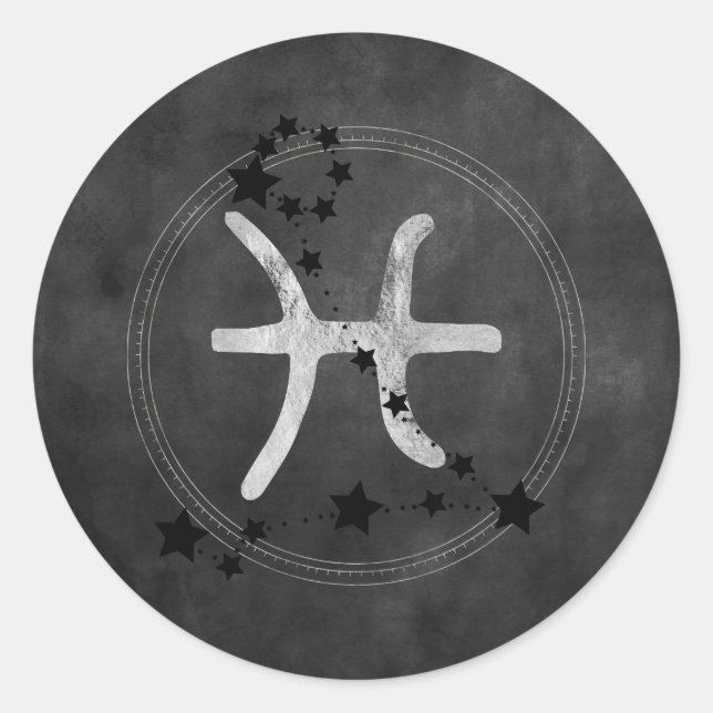 Pegatina Redonda Boletín de astrología de peces gemelos Pisces (Anverso)
