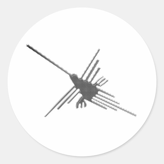 Pegatina Redonda Boletín de líneas de Nasca Hummingbird (Anverso)