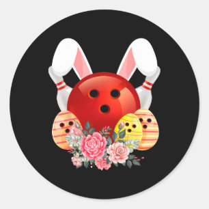 Pegatina Redonda Boliche Semana Santa Bunny Egg Flowers Pascha Bow