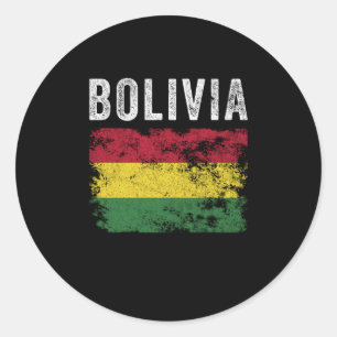 Pegatina Redonda Bolivia Flag Distressed - Bolivian Flag