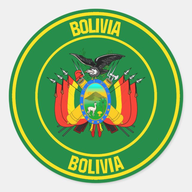 Pegatina Redonda Bolivia Round Emblem (Anverso)
