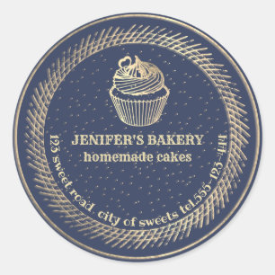 Pegatina Redonda Bollería casera de oro