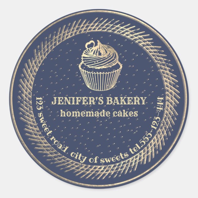 Pegatina Redonda Bollería casera de oro (Anverso)