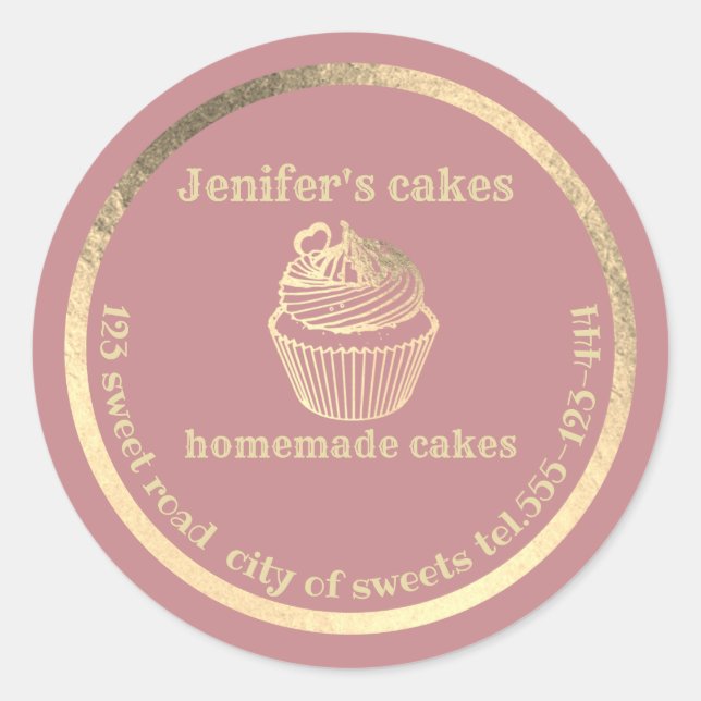 Pegatina Redonda Bollería casera de oro (Anverso)