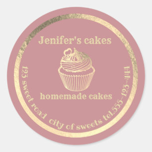 Pegatina Redonda Bollería casera de oro