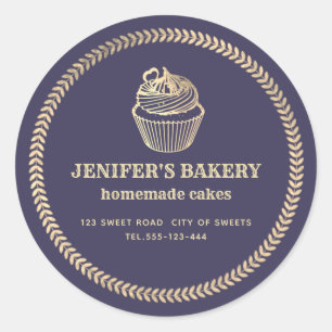 Pegatina Redonda Bollería casera de oro