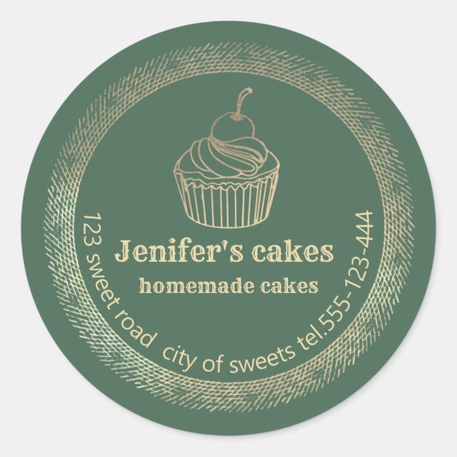 Pegatina Redonda Bollería casera de oro (Anverso)