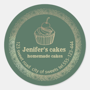 Pegatina Redonda Bollería casera de oro