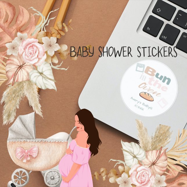 Pegatina Redonda Bollo En Horno BaBy Q Shower (Subido por el creador)
