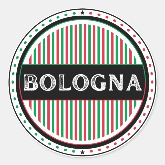 Pegatina Redonda Bologna City Pride Emblem – Italian Identity (Anverso)