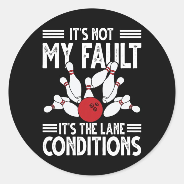 Pegatina Redonda Bolos Graciosos Para Los Hombres Bowler (Anverso)