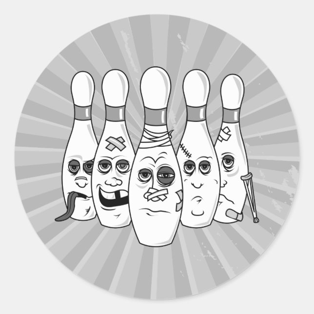 Pegatina Redonda bolos grises rotos (Anverso)