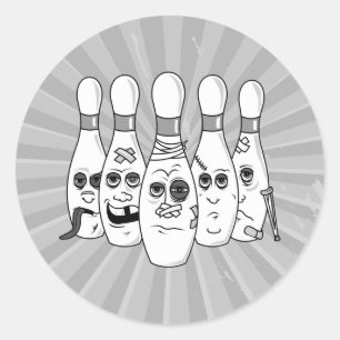Pegatina Redonda bolos grises rotos