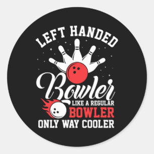 Pegatina Redonda Bolos Guay de Bowler con mano izquierda en ataque
