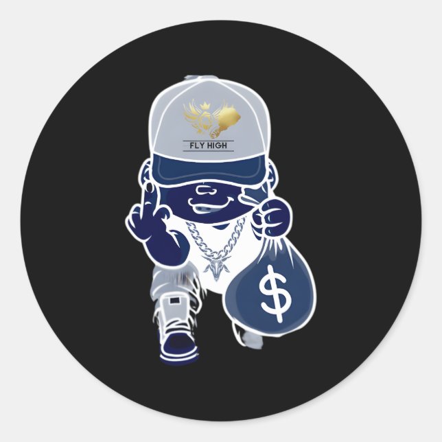 Pegatina Redonda Bolsa De Dinero (Anverso)