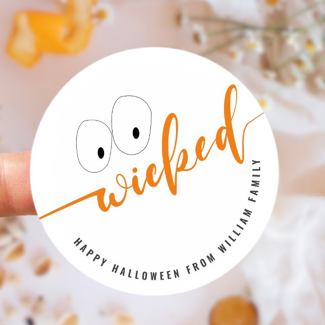 Pegatina Redonda Bolsa de Halloween favorita malvada (Wicked Halloween Favor Treat Bag Classic Round Sticker)