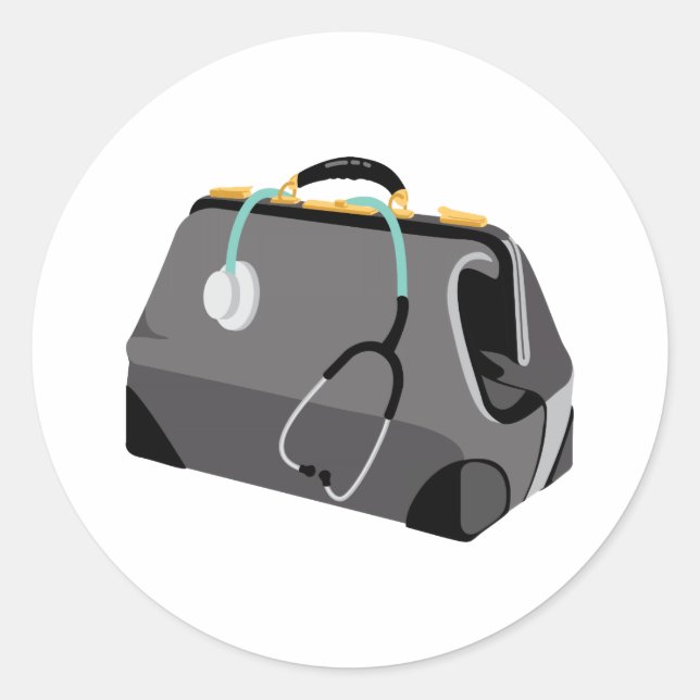 Pegatina Redonda Bolsa de médicas (Anverso)