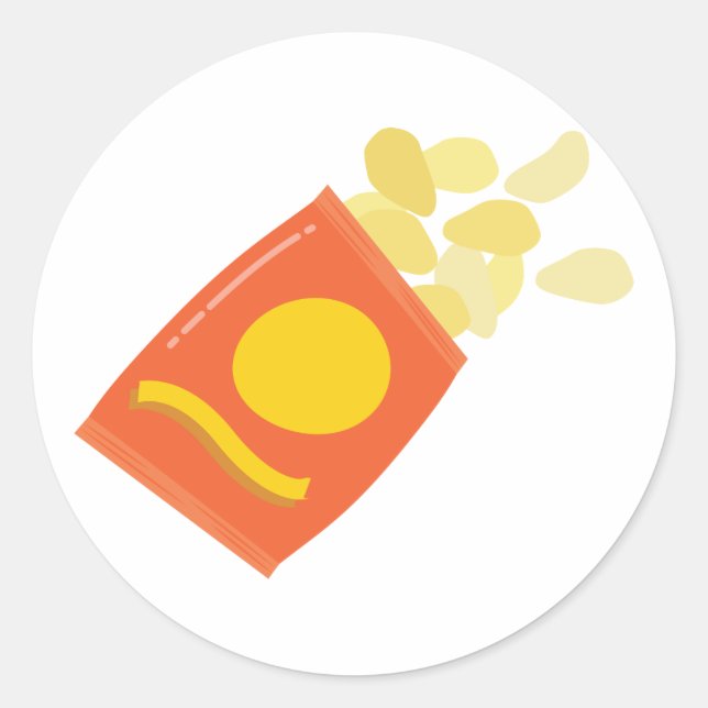 Pegatina Redonda Bolsa de patatas fritas (Anverso)