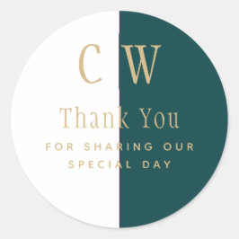 Pegatina Redonda Bolsa de regalo de la Boda Verde de Oro Peacock Ve