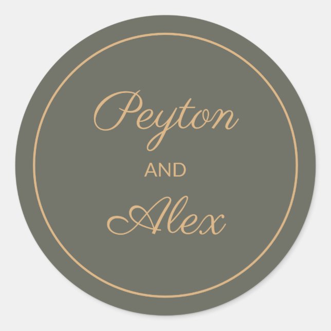 Pegatina Redonda Bolsa de regalo de sobres con el nombre de la novi (Anverso)