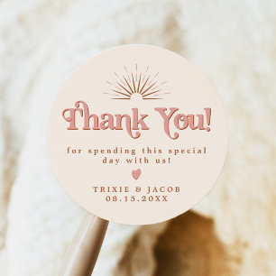 Pegatina Redonda Bolsa de regalo retro Trixie años 70 rosa y naranj