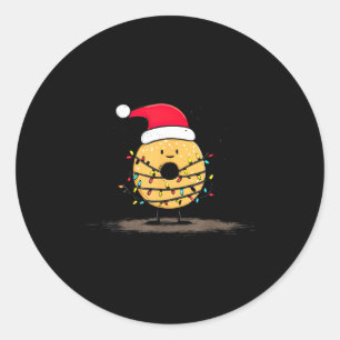 Pegatina Redonda Bolsa Divertida de Gráficos de Navidad Luces Amant