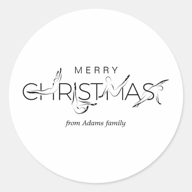 Pegatina Redonda Bolsas de regalo para instructores de Feliz Navida (Anverso)