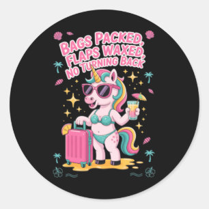 Pegatina Redonda Bolsas de Unicornio de Vacaciones Empacadas Divers